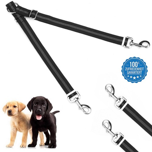 Walk 2 Hunde mit Leichtigkeit, drehbare starke Dual Hunde Führleine Bungee, schwarz, groß - Bild 9 von 10