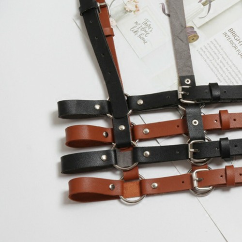 Women PU Leather Body Harness Adjustable Strap Sexy Waist Belt Vest Corset Retro - Picture 9 of 15