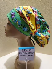 Bug Parade Women's Euro/Chef Surgical Scrub Hat/Cap Handmade