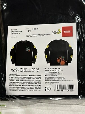 New Era X SALMON RUN Splatoon 3 Noir Long T-shirts Nintendo Store Limited XL - Photo 1/4