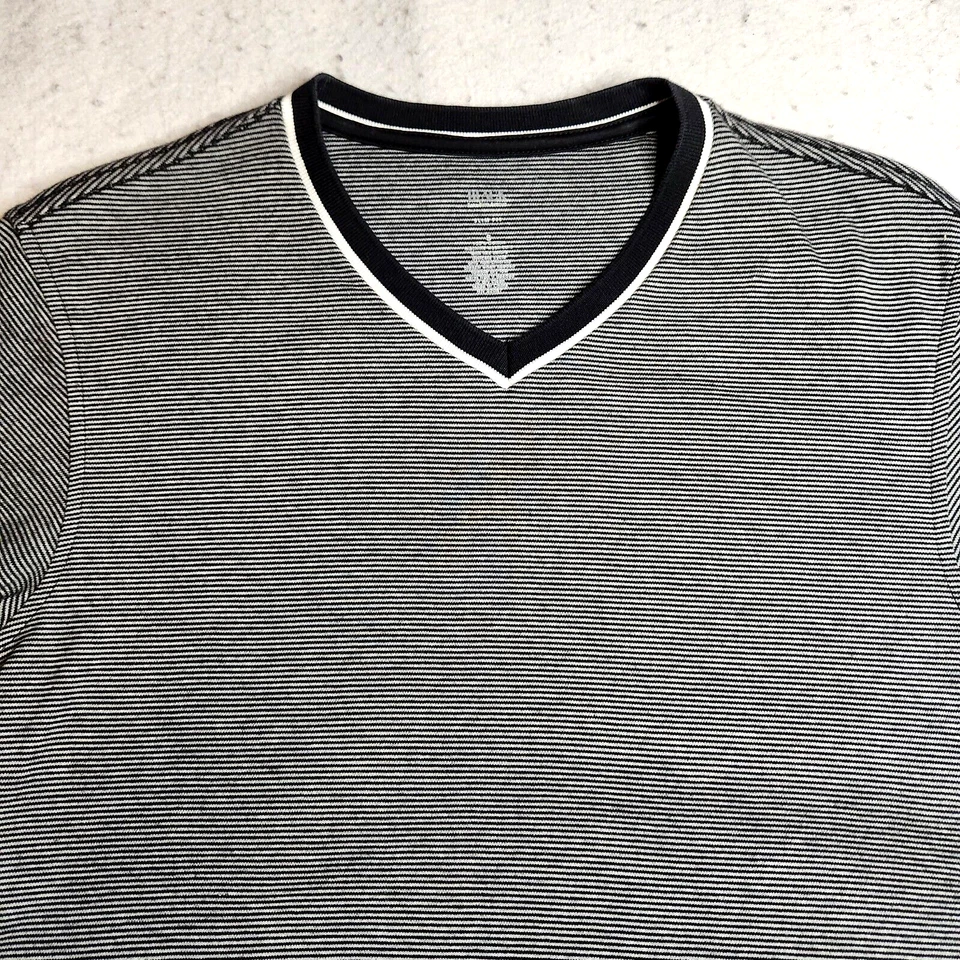 Camisa Saks Fifth Avenue Para Hombres S Negra Blanca Rayas Calce Ajustado Manga Corta Usada en Excelente Condición Foto 2 de 4