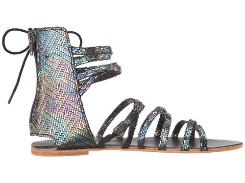Free People Juliette Iridescent Black Leather Gladiator Sandal Size EU 39 US 9 - Picture 4 of 8