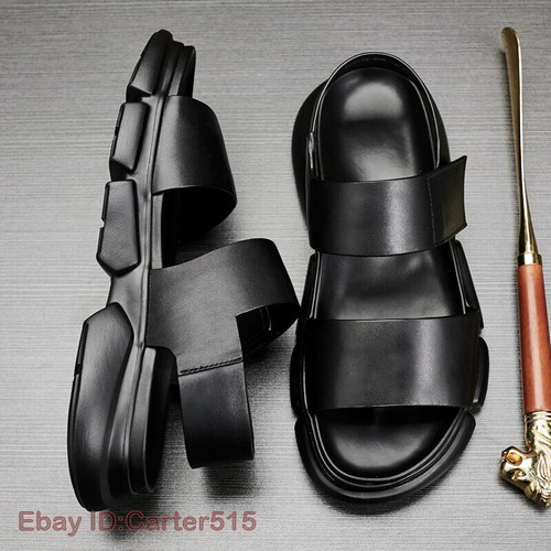 Lo último Sandalias Zapatos de Playa Informales de Cuero Real con Punta Abierta Estilo Romano - Imagen 3 de 7