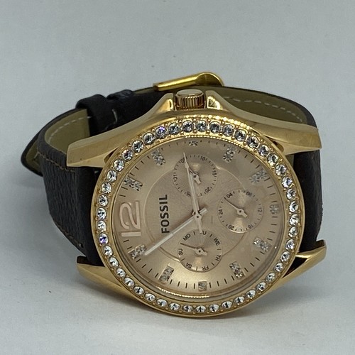 Fossil Riley ES2811 Women's Dark Brown Leather Analog Dial Quartz Watch RQ560 - Picture 7 of 12