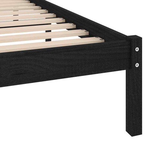 vidaXL Giroletto in Legno Massello Nero 75x190 cm Small Single - Foto 6 di 8