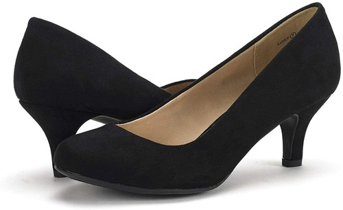 DREAM PAIRS Women Low Heel Stilettos Round Toe Slip On Pump Dress Shoes - Picture 48 of 105