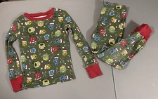 The Children's Place Christmas Monsters Size 5 Cotton Sleeper Pajamas Green