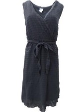 Womens Black Textured Ruffle Summer Cross Body Sun Dress