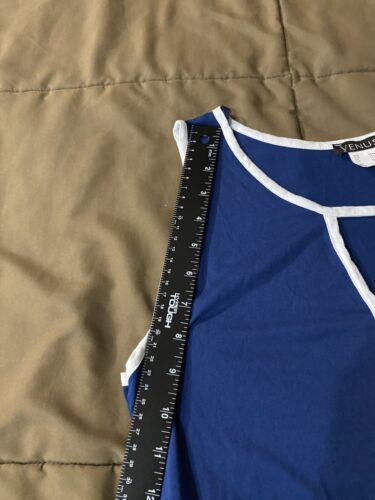Venus Women’s Blue Casual Dress/W White Accents Keyhole Neck Sleeveless Sz Med - Picture 10 of 11