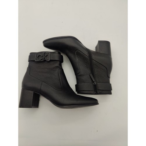 CALVIN KLEIN Freema Leather Bootie Womens SZ 9 Block Heel Pointed Toe Witch Goth - Picture 2 of 10