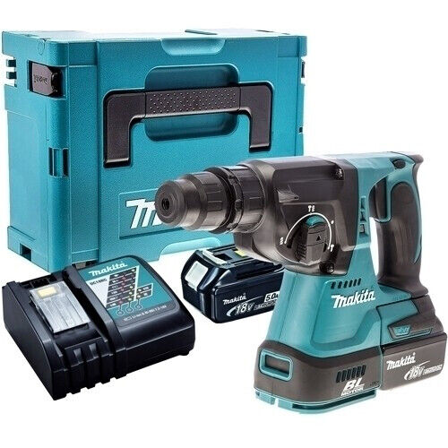 Makita DHR242Z 18V Brushless SDS+ Hammer Drill 2 x 5.0Ah Battery Charger & Case - Picture 1 of 10