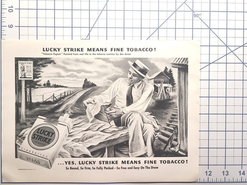 Lucky Strike Fine Tobacco Expert Buyer Field Leaf Cabin anuncio impreso vintage 1943 - Imagen 2 de 2