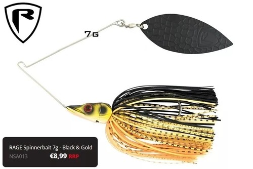 SPINNERBAIT Fox Rage BLack Gold 7g+ 2 Stück Flourocarbon Vorfächer 7Kg - Bild 2 von 2