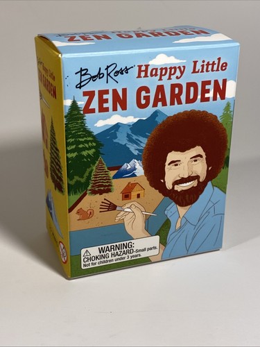 Bob Ross Happy Little Zen Garden Miniature with Trees, Mountain, Squirrel, Cabin - Picture 10 of 10