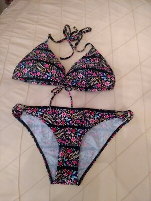  Bikini set,  push-up padded bra swimsuit, Size M, Floral, Boho
