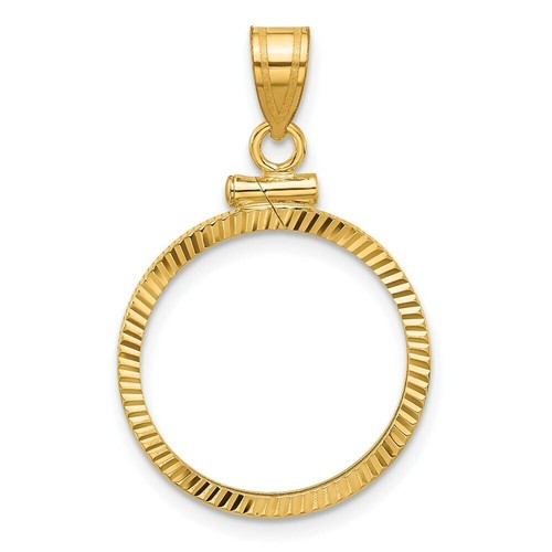 Wideband 14K Yellow or White Gold Coin Bezel Pendant Mounting - 13mm to 39.5mm - Picture 58 of 163