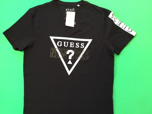 New GUESS Los Angeles Men’s Short Sleeve T-Shirt Size SMALL Black w/White Cotton - Picture 11 of 12