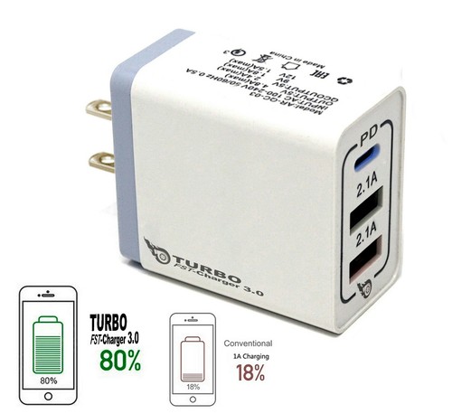 Adaptateur chargeur mural rapide USB (18W/5,9,12V/4A) pour Android ou iPhone - Photo 13 sur 41