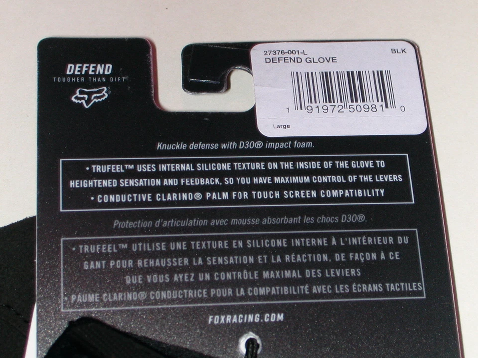 Guantes de bicicleta Fox Racing Defend para hombre talla grande nuevos con etiquetas negros Foto 4 de 4