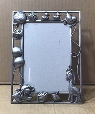 Pewter Baby Photo Frame  Blocks Lamb Giraffe Design  4x6" Photo  Table Top