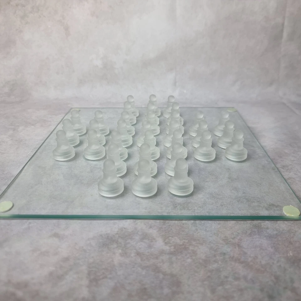 Jeu Solitaire en Verre – Plateau Carré Transparent + Pions Givrés - Photo 3/4