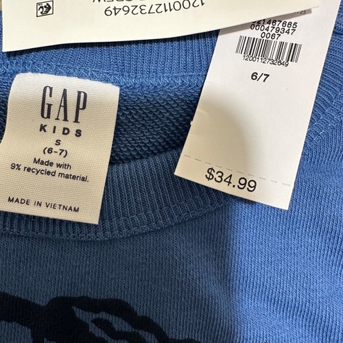 The GAP NWT Unisex Kids Size S (6/7) Blue Crew Sweatshirt SF Athletic Dept - Picture 4 of 4