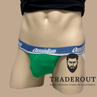 AussieBum Men Green cotton Wonderjock jock strap jockstraps underwear S M L XL