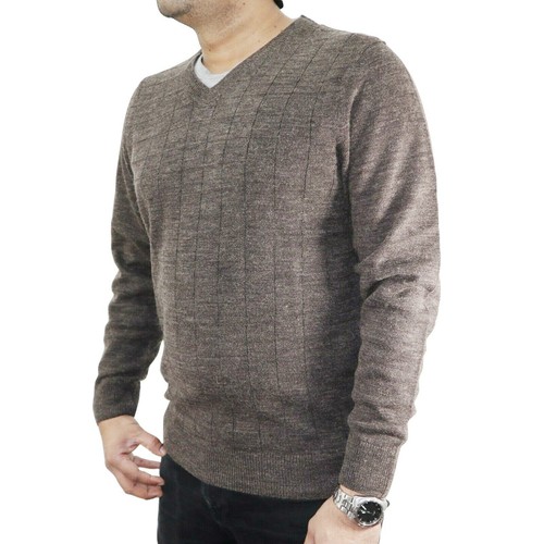 Men's EU Branded V Neck Woollen Twisted Plaid Cardigan Winter Worm Jumper 592 - Picture 2 of 8