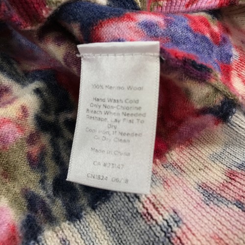 Talbots Sweater Womens Small Purple Red Pink Green Floral Crew Neck Merino Wool - Picture 5 of 12