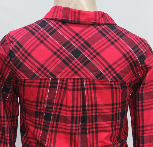 Cherokee Girls Shirt Long Sleeve Plaid Red Size L (10/12) - Picture 5 of 6