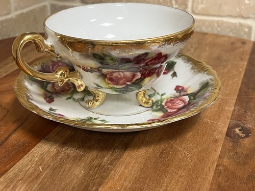 VINTAGE ROYAL SEALY CHINA JAPAN TEACUP & SAUCER WITH PINK ROSES (21B) - Picture 3 of 10