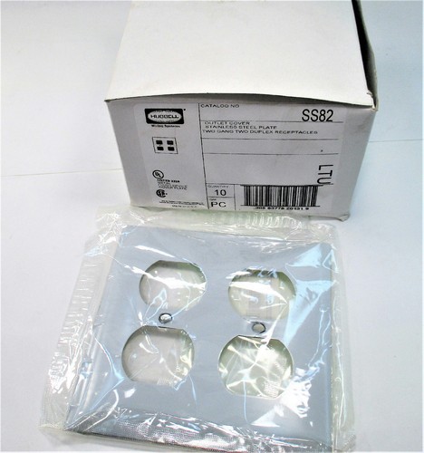 Hubbell SS82 Coperchio Presa Acciaio Inox 2 Bang 2 Prese Duplex Qtà10 Nuovo - Foto 1 di 3