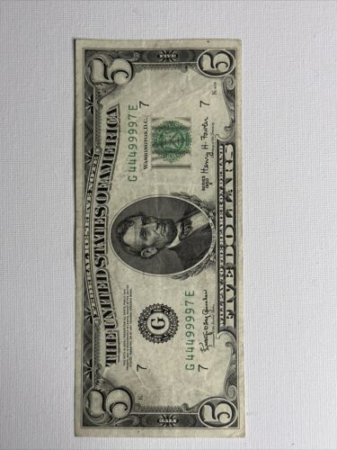 1950-E Chicago K $5 Dollar Bill! - Picture 11 of 12