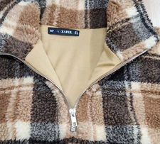 Zaful Womens Sz Large Sherpa Pullover, Cropped, Long Sleeve, Comfort, 1/4 Zipper