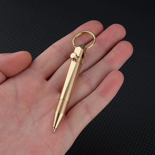 Creative Mini Solid Brass Bolt Action Ball Point Pen Copper Art Craft Pocket EDC - Picture 22 of 27