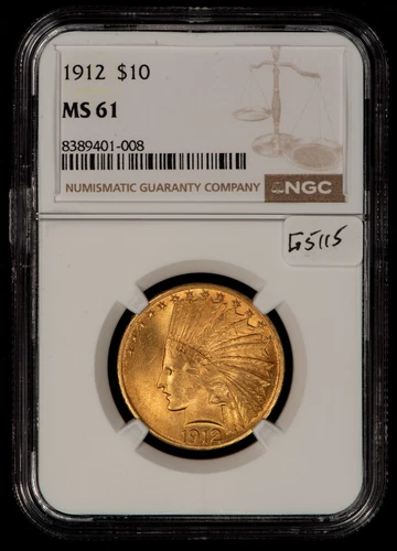 1912 G$10 Indian Head Gold Eagle - Strong Luster - NGC MS 61 - SKU-G5115