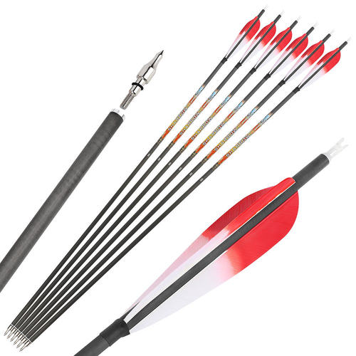 Archery 31" Pure Carbon Arrow ID6.2mm SP250-600 5'' Feathers Recurve Bow Hunting - Picture 8 of 21