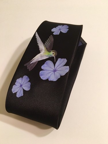 Hummingbird And Flowers Necktie, Great Quality, New - Picture 8 of 11