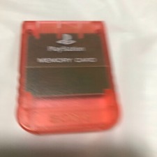 Sony PlayStation 1 Official PS1 Memory Card SCPH-1020 CLEAR RED TESTED