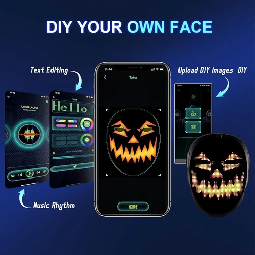 Face Transforming LED Mask with App Controlled Programmable LED Halloween Mask