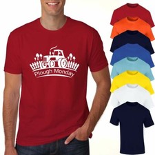 Plough Monday Tractor Bulldozer Top Mens Boys Party T Shirt Half Sleeve Tee Lot