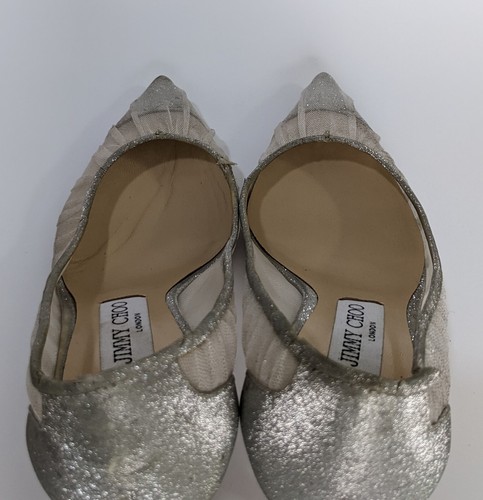 JIMMY CHOO Love Mesh Silver White Women's Heels Size 39 EU | 9 US | 6 UK - Picture 9 of 13