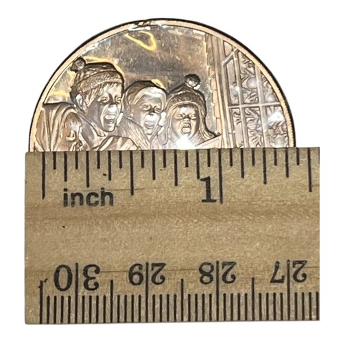 Vintage 1974 Franklin Mint Holiday Greeting Bronze Medal Token Christmas Carols - Picture 5 of 5