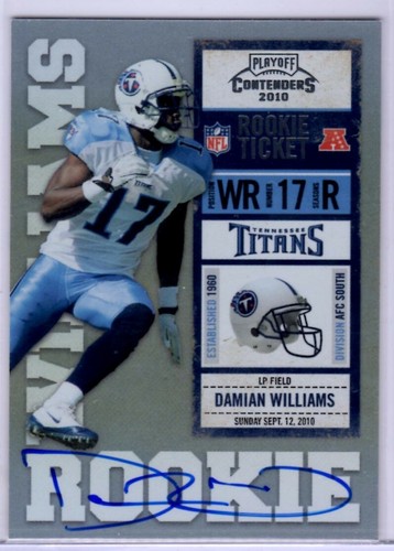 Damian Williams [White Jersey Autograph] #208 2010 Playoff Contenders card