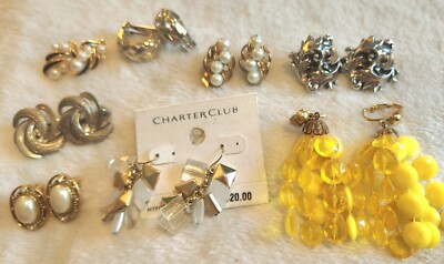 Vintage EARRINGS (Some) SIGNED LOT  ClipOn 8pr  WhitingDavis, CharterClub More 