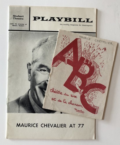 Lot of 2 Vintage MAURICE CHEVALIER Playbills 1945 PARIS & 1965 New York City - Picture 1 of 6
