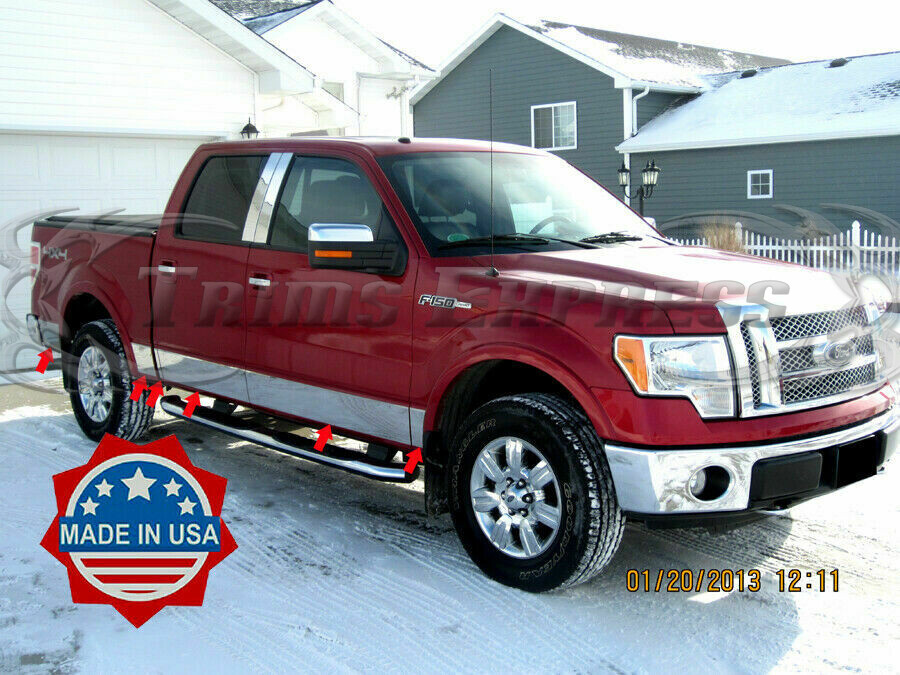2009-2014 Ford F-150 Regular Cab 6.5' Short Bed No Flare Rocker Panel Trim 7