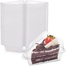 200 PCS Cake Slice Containers 5" Clear Plastic Individual Pie Container Hinged