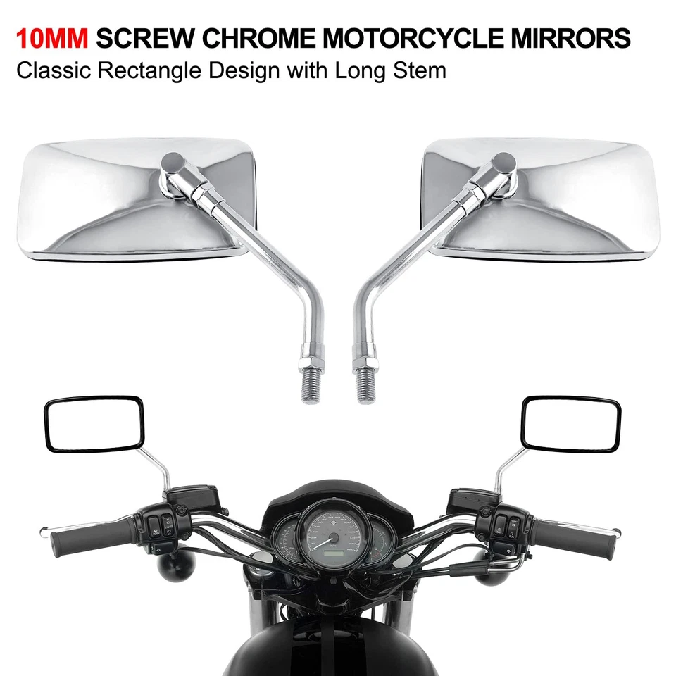 Pair M10 Motorcycle Side Mirrors For Honda Nighthawk CB 250 450 650 700 750 SC/F - Image 2 of 4