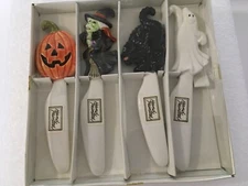 Fitz & Floyd Vintage Halloween Canape Spreaders Hand Painted Rare New Set of 4